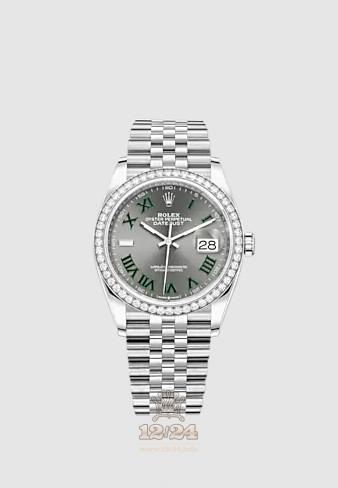 Rolex Datejust Watch 126284rbr-0037 36 mm Stainless steel White gold Case Gray Dial