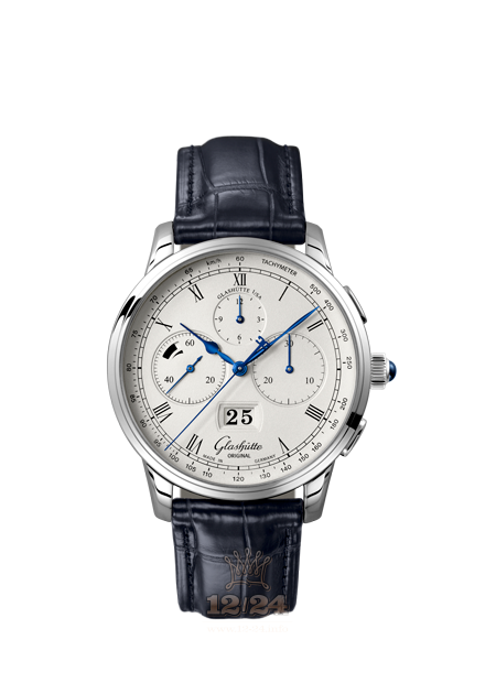 Glashutte Senator Watch 1-37-01-02-03-50 42 mm Platinum Case White Silver Dial