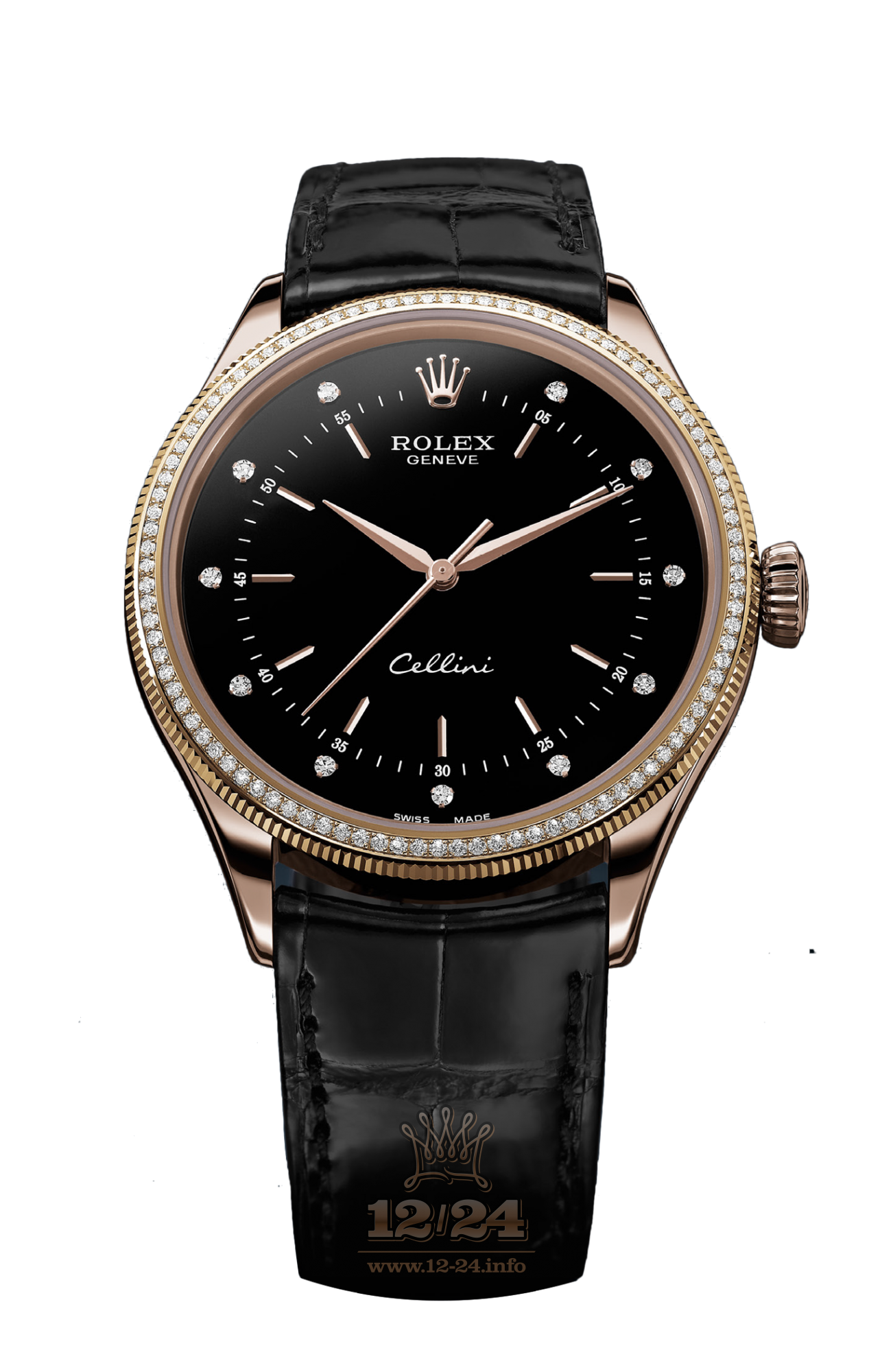 Rolex Cellini Time Watch 50605rbr-0014 39 mm Pink gold Case Black Dial