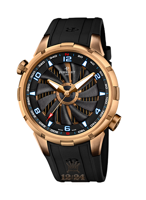 Perrelet Turbine Watch A1089/1 47 mm Stainless steel PVD coating Case Black Dial