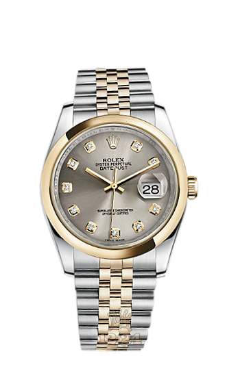 Rolex Datejust Watch 116203-0169 36 mm Steel / Yellow gold Case Gray Silver Dial