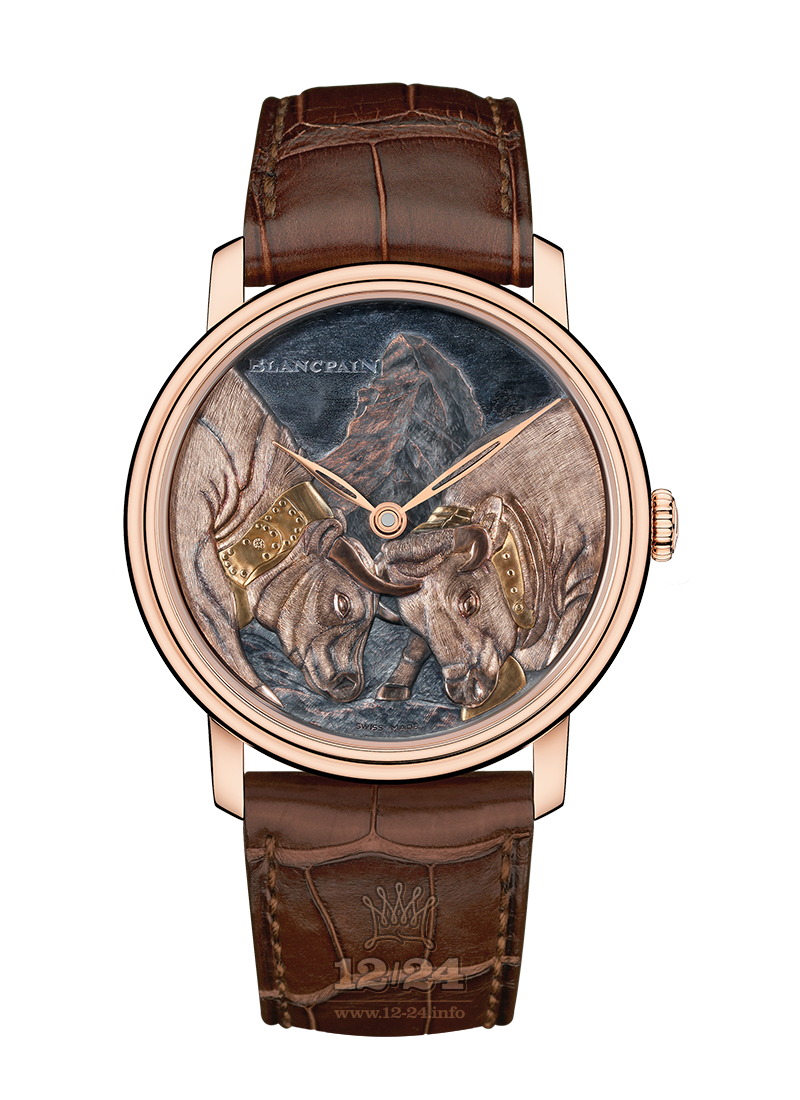 Blancpain Villeret Watch 6612-3616-55B 42 mm Pink gold Case Gray Painted Dial