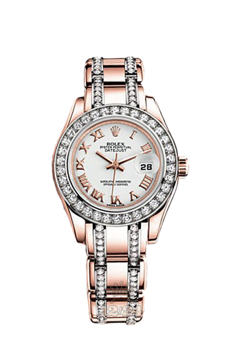 Rolex Pearlmaster Watch 80285-0030 29 mm Pink gold Case White Dial