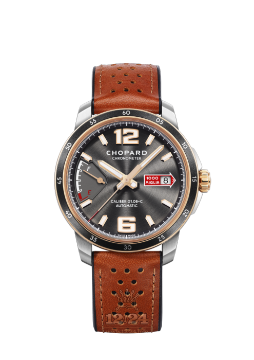 Chopard Mille Miglia Watch 168566-6001 43 mm Stainless steel Pink gold Case Black Dial