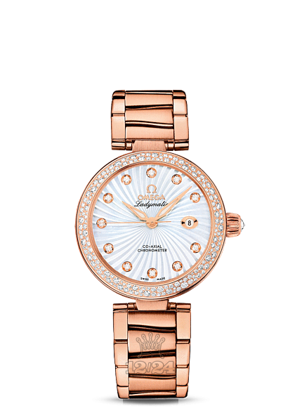 Omega Ladymatic Watch 425.65.34.20.55.003 34 mm Pink gold Case White Dial