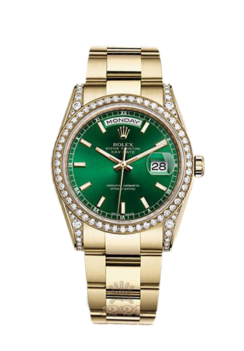 Rolex Day-Date Watch 118388-0195 36 mm Yellow gold Case Green Dial