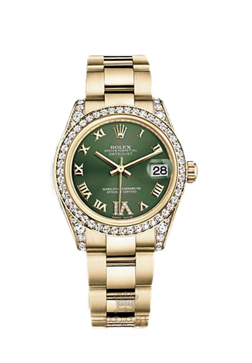 Rolex Datejust Watch 178158-0092 31 mm Yellow gold Case Green Dial