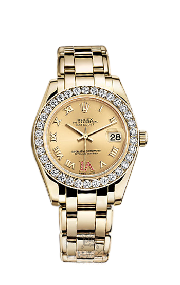Rolex Pearlmaster Watch 81298-0042 34 mm Yellow gold Case Golden Dial