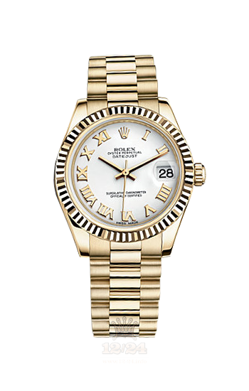 Rolex Datejust Watch 178278-0096 31 mm Yellow gold Case White Dial