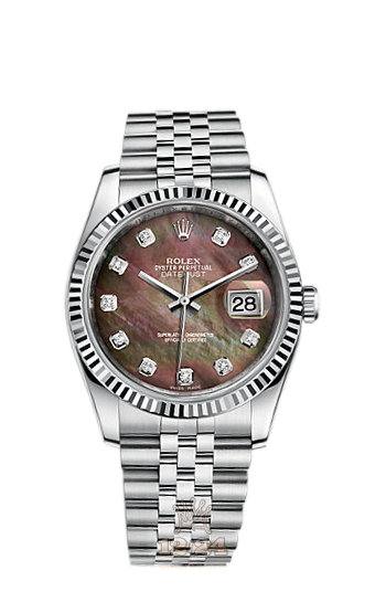 Rolex Datejust Watch 116234-0105 36 mm Steel / White gold Case Black Dial