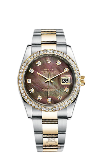 Rolex Datejust Watch 116243-0037 36 mm Steel / Yellow gold Case Black Dial