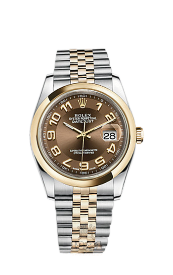 Rolex Datejust Watch 116203-0159 36 mm Steel / Yellow gold Case Brown (chocolate) Dial