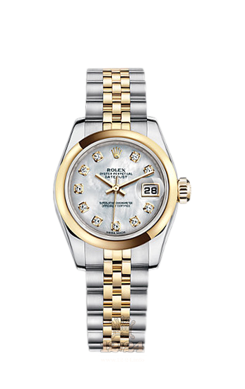 Rolex Lady-Datejust Watch 179163-0080 26 mm Steel / Yellow gold Case White Dial