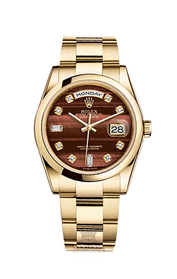 Rolex Day-Date Watch 118208-0333 36 mm Yellow gold Case Red Brown (chocolate) Dial