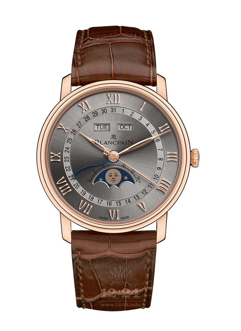 Blancpain Villeret Watch 6654-3613-55B 40 mm Red gold Case Silver Dial