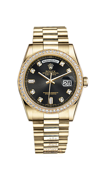 Rolex Day-Date Watch 118348-0024 36 mm Yellow gold Case Black Dial