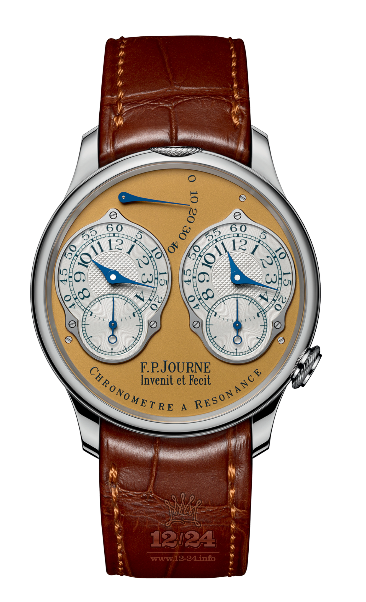 F.P.Journe Exclusive Pieces Watch FPJ-Co-ExclusivePieces-S38S-ChronoResonance-CuirSt 38 mm Stainless steel Case White Golden Dial
