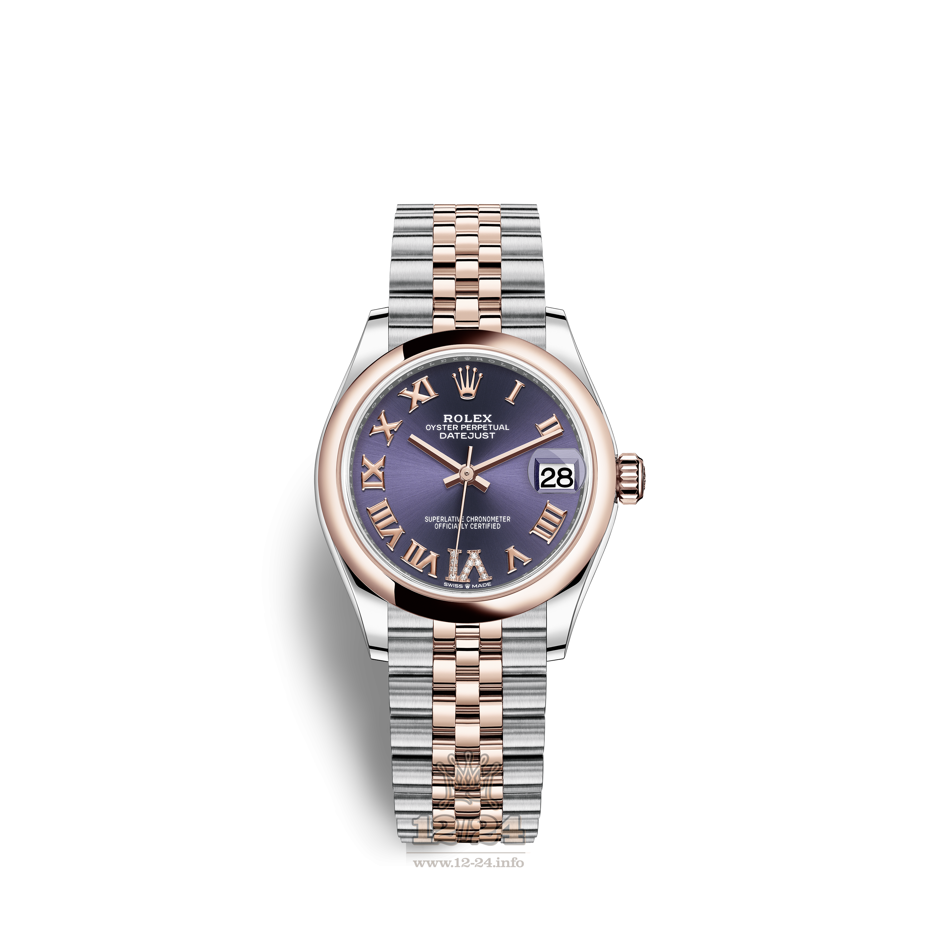 Rolex Datejust Watch 278241-0020 31 mm Stainless steel Pink gold Case Purple Dial