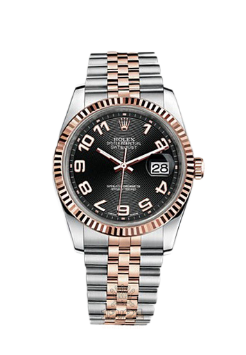 Rolex Datejust Watch 116231-0090 36 mm Steel / Pink gold Case Black Dial