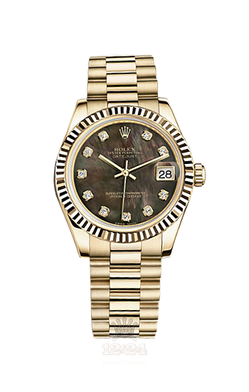 Rolex Datejust Watch 178278-0111 31 mm Yellow gold Case Black Dial