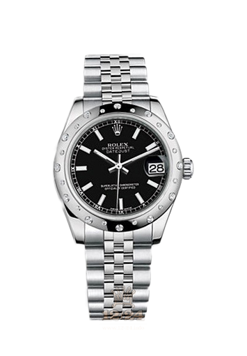 Rolex Datejust Watch 178344-0044 31 mm Steel / White gold Case Black Dial