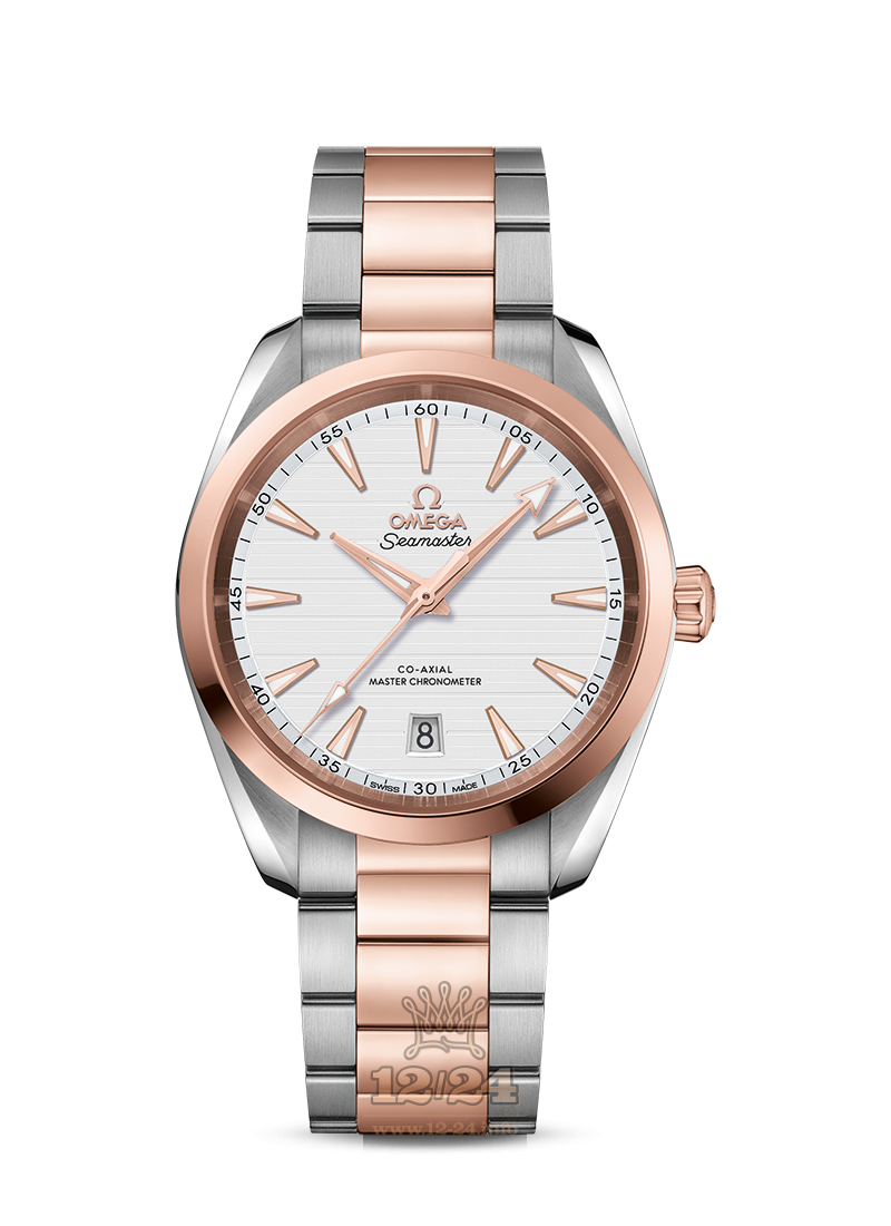 Omega Aqua Terra 150 M Watch 220.20.38.20.02.001 38 mm Steel / Pink gold Case Silver Dial