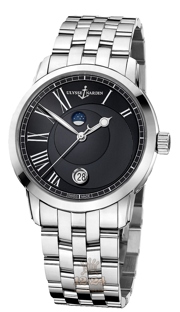 Ulysse Nardin Classic Watch 8293-122-7/422 40 mm Stainless steel Case Black Dial