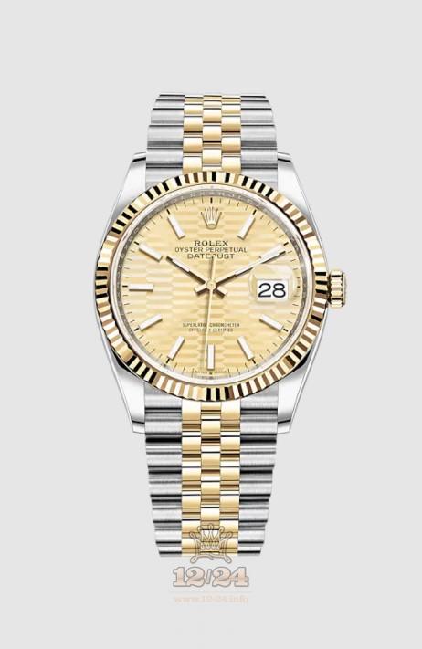 Rolex Datejust Watch 126233-0039 36 mm Stainless steel Yellow gold Case Golden Dial