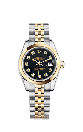 Rolex Lady-Datejust Watch 179163-0023 26 mm Steel / Yellow gold Case Black Dial