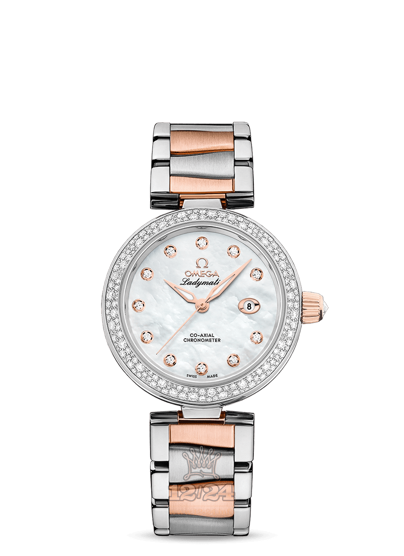 Omega Ladymatic Watch 425.25.34.20.55.004 34 mm Steel / Pink gold Case White Dial