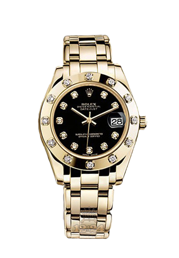 Rolex Pearlmaster Watch 81318-0030 34 mm Yellow gold Case Black Dial