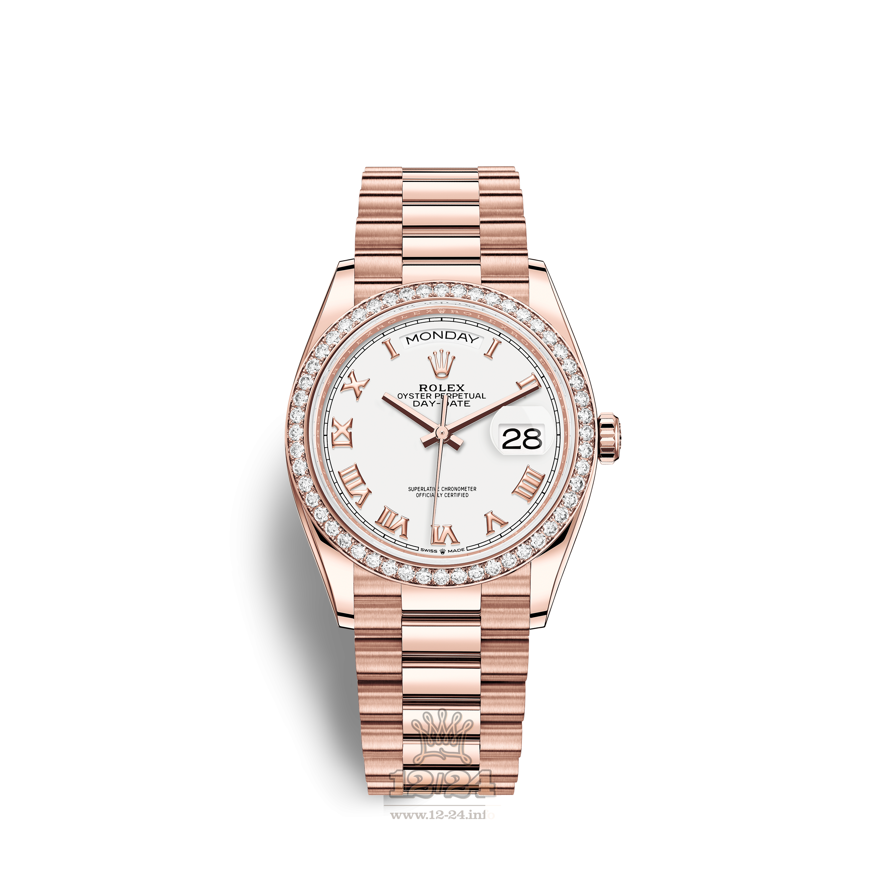 Rolex Day-Date Watch 128345rbr-0054 36 mm Pink gold Case White Dial