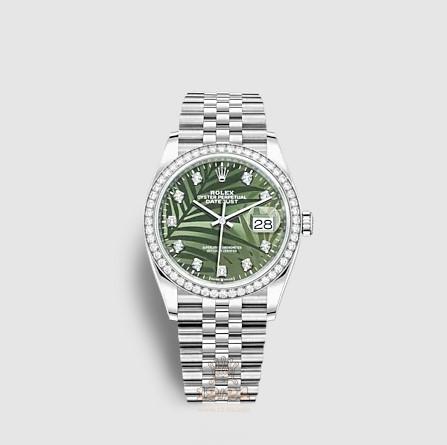 Rolex Datejust Watch 126284rbr-0047 36 mm Stainless steel White gold Case Green Painted Dial