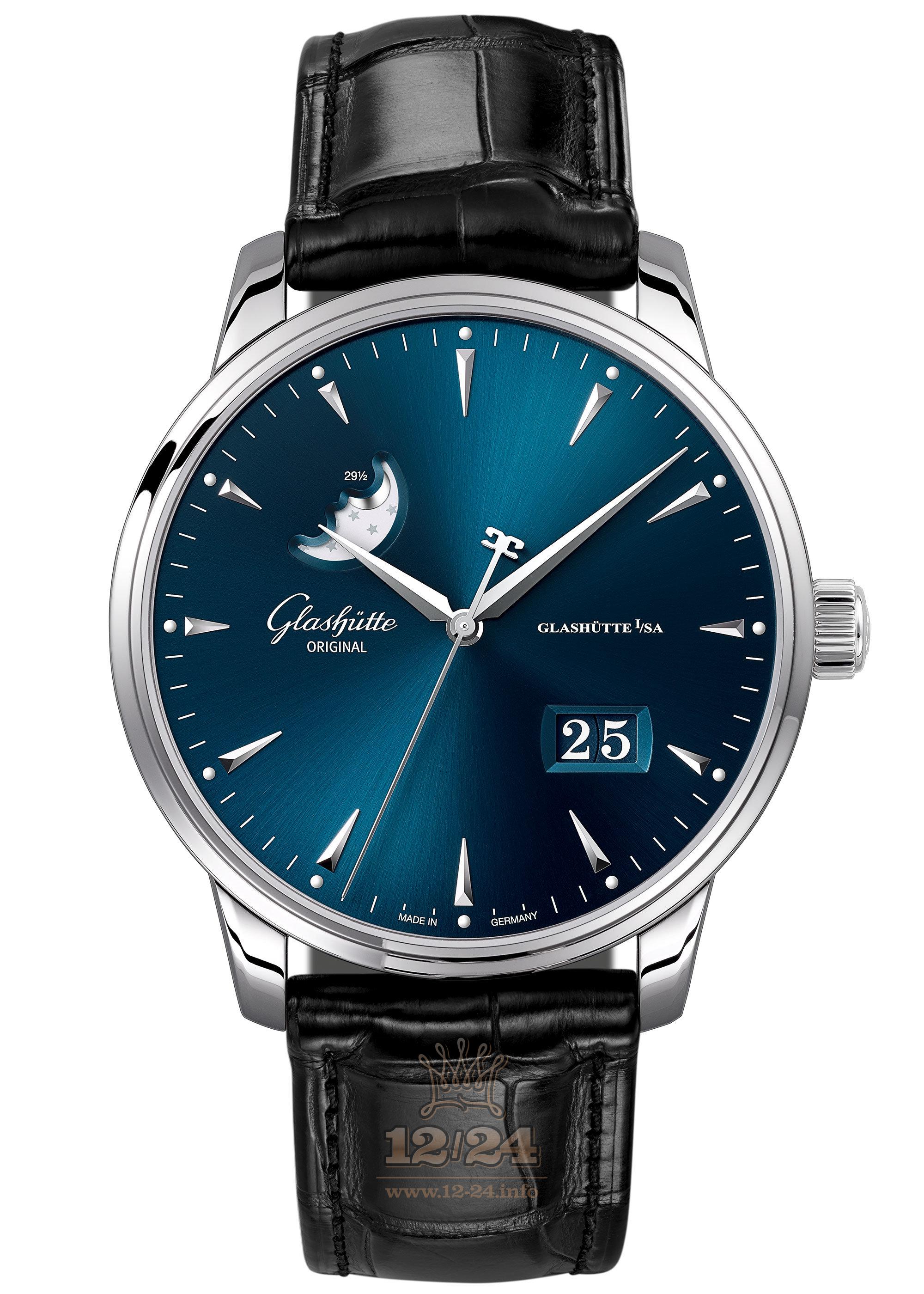 Glashutte Senator Watch 1-36-04-04-02-50 42 mm Stainless steel Case Dark blue Dial