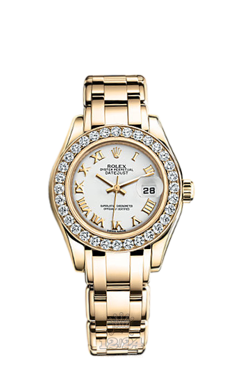 Rolex Pearlmaster Watch 80298-0066 29 mm Yellow gold Case White Dial