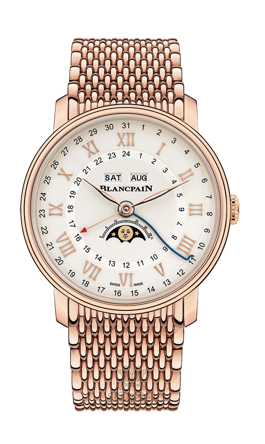 Blancpain Villeret Watch 6676-3642-MMB 40 mm Pink gold Case White Dial