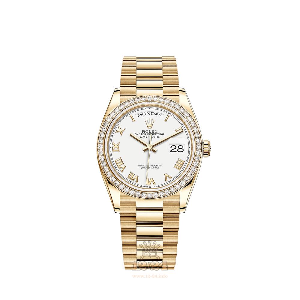Rolex Day-Date Watch 128348rbr-0042 36 mm Yellow gold Case White Dial