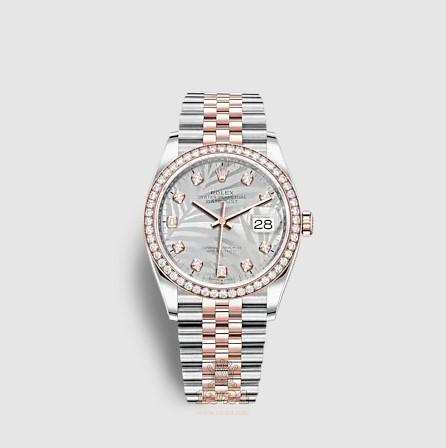 Rolex Datejust Watch 126281rbr-0025 36 mm Stainless steel Pink gold Case Gray Silver Dial