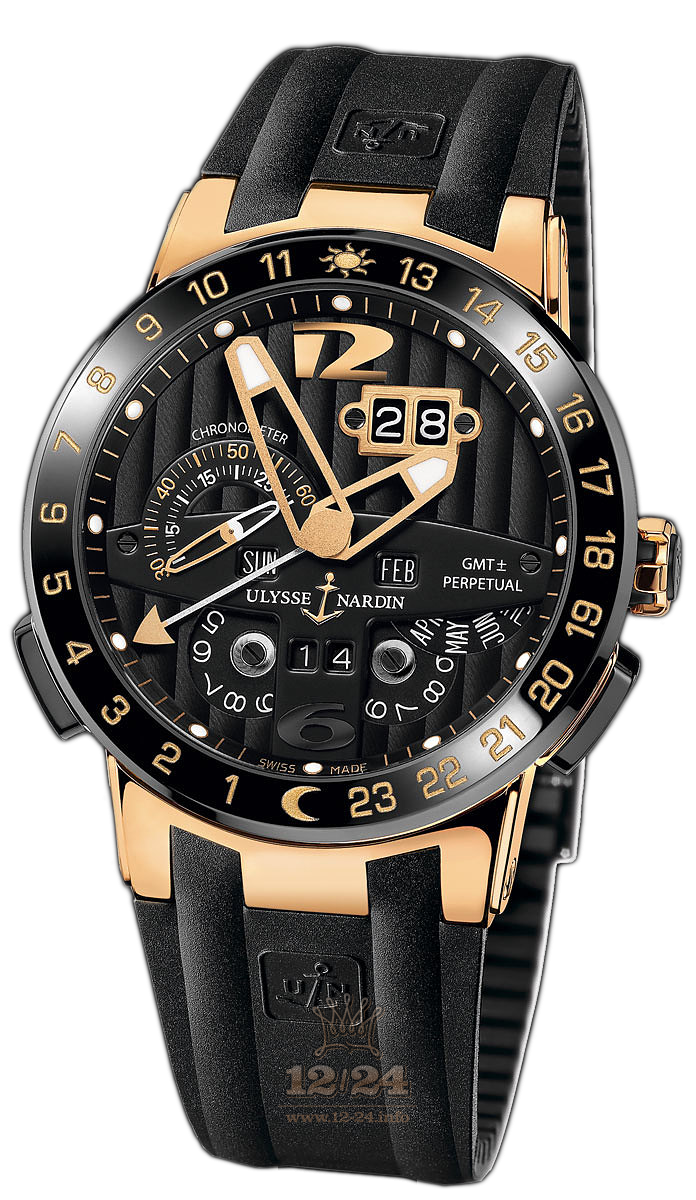 Ulysse Nardin Executive Watch 326-03-3 43 mm Pink gold Ceramics Case Black Dial