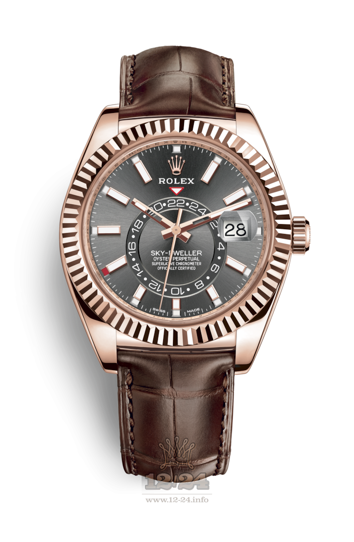 Rolex Sky-Dweller Watch 326135-0008 42 mm Pink gold Case Gray Dial