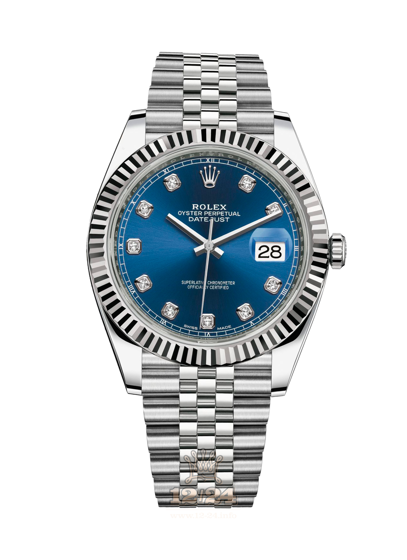 Rolex Datejust Watch 126334-0016 41 mm Steel / White gold Case Dark blue Dial