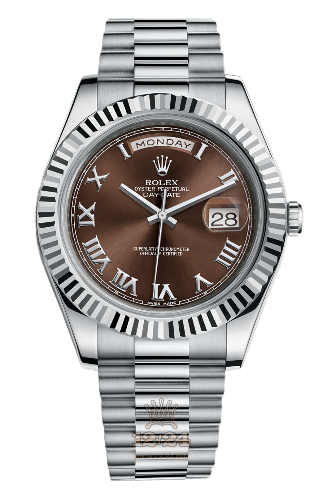 Rolex Day-Date II Watch 218239-0040 41 mm White gold Case Brown (chocolate) Dial
