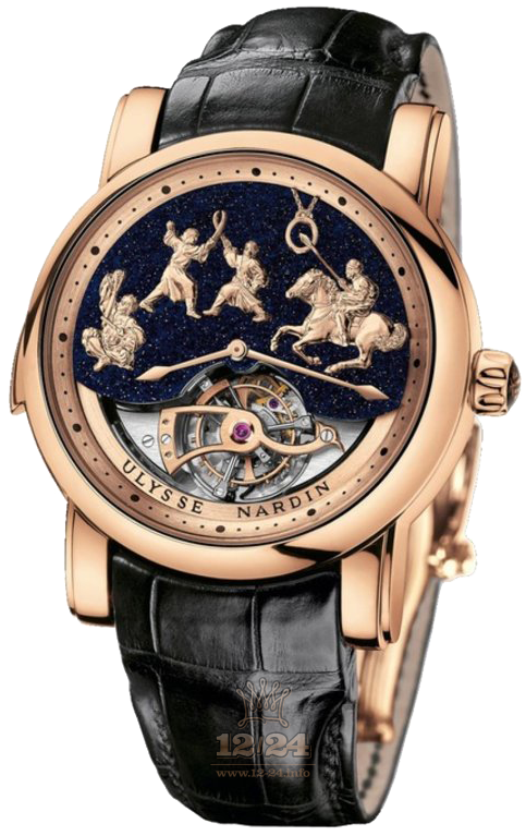 Ulysse Nardin Classic Watch 786-82 for $270000 42 mm Pink gold Case Black Painted Dial