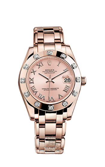 Rolex Pearlmaster Watch 81315-0007 34 mm Pink gold Case Pink Dial