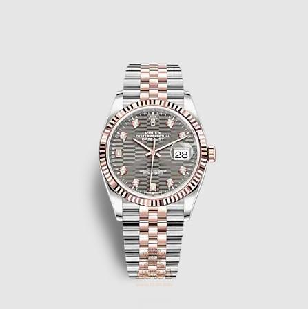Rolex Datejust Watch 126231-0041 36 mm Stainless steel Pink gold Case Gray Dial