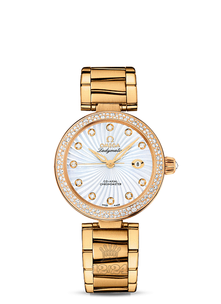Omega Ladymatic Watch 425.65.34.20.55.002 34 mm Yellow gold Ceramics Case White Dial