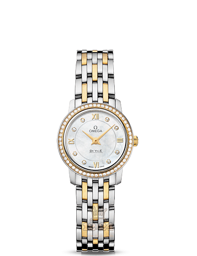 Omega Prestige Watch 424.25.24.60.55.001 24 mm Steel / Yellow gold Case White Dial