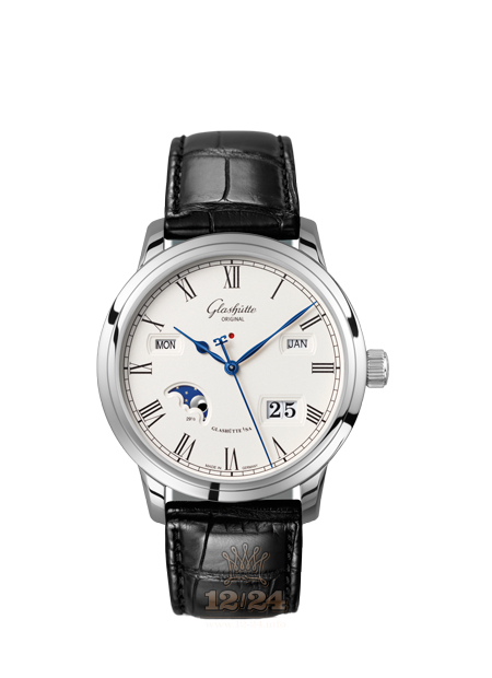 Glashutte Senator Watch 100-02-22-12-50 42 mm Stainless steel Case White Silver Dial
