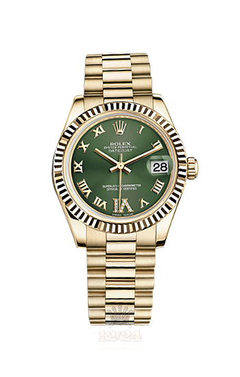 Rolex Datejust Watch 178278-0120 31 mm Yellow gold Case Green Dial