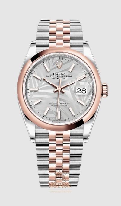 Rolex Datejust Watch 126201-0031 36 mm Stainless steel Pink gold Case Gray Silver Dial